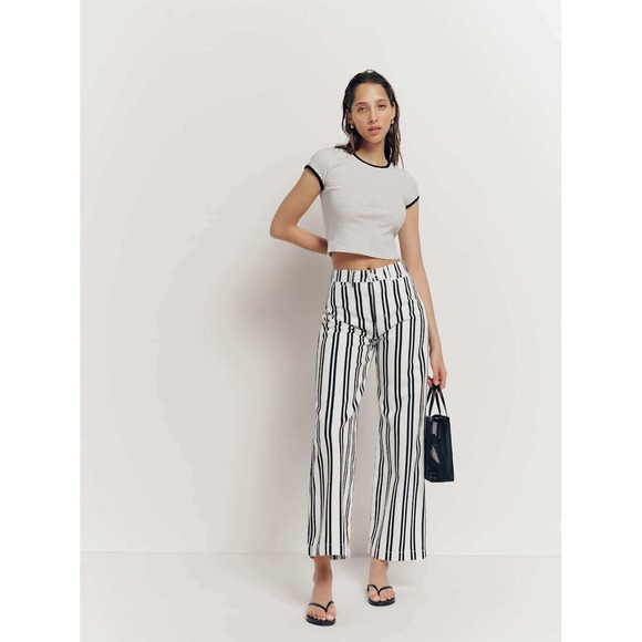 Reformation Pants - Reformation Logan Ultra High Rise Wide Leg‎ Jeans Black White NWT